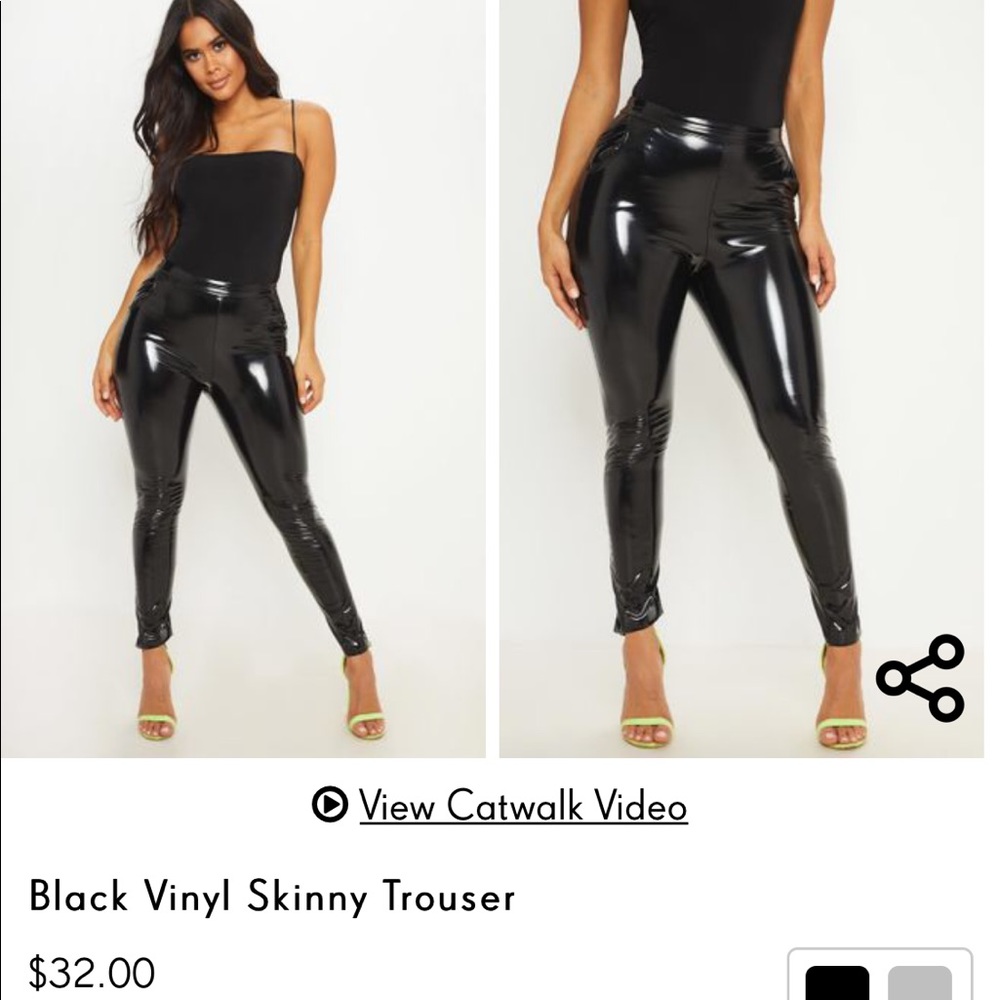 Black vinyl skinny trouser